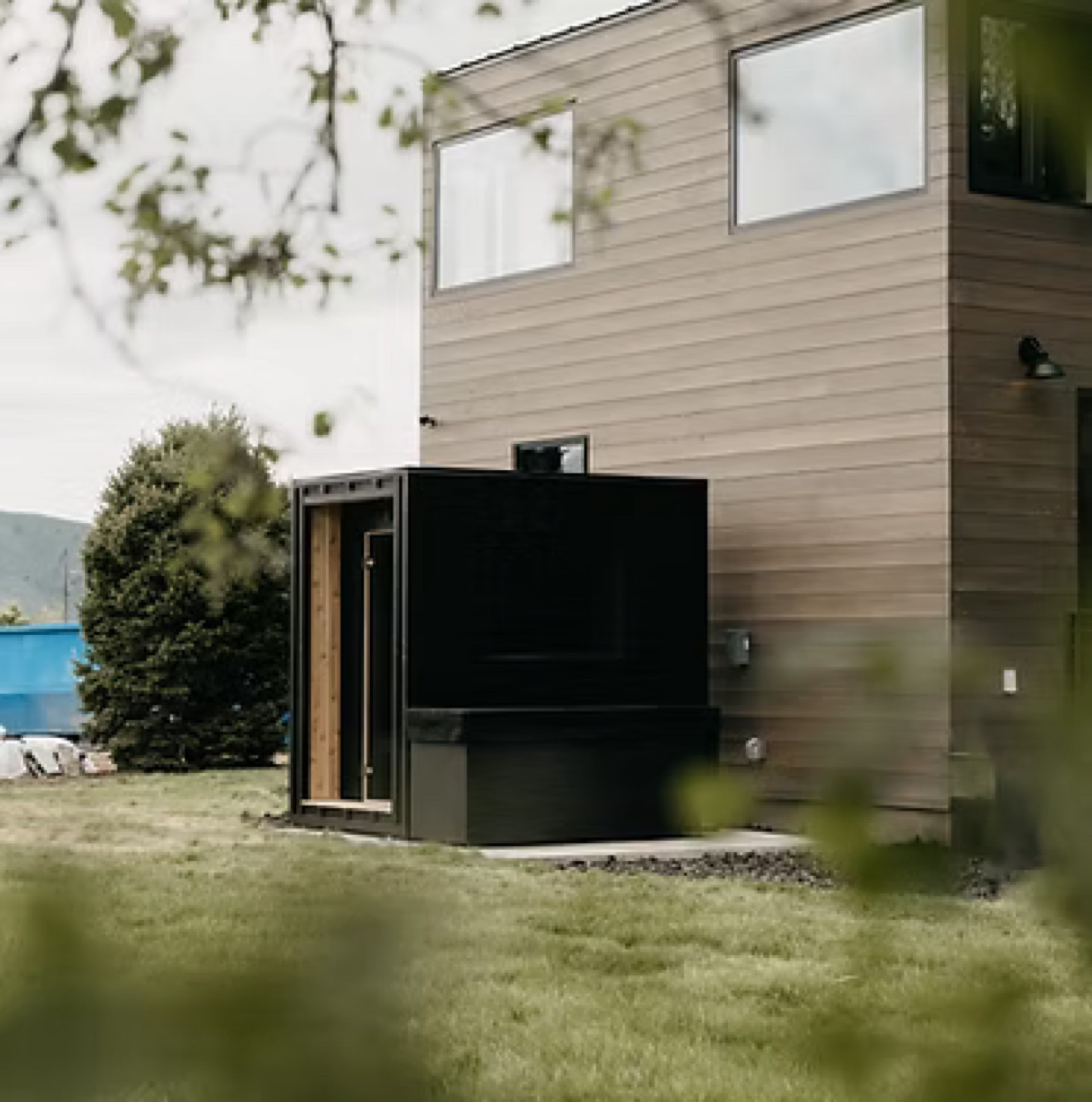 A NOOK sauna interior, single bench, tight footprint